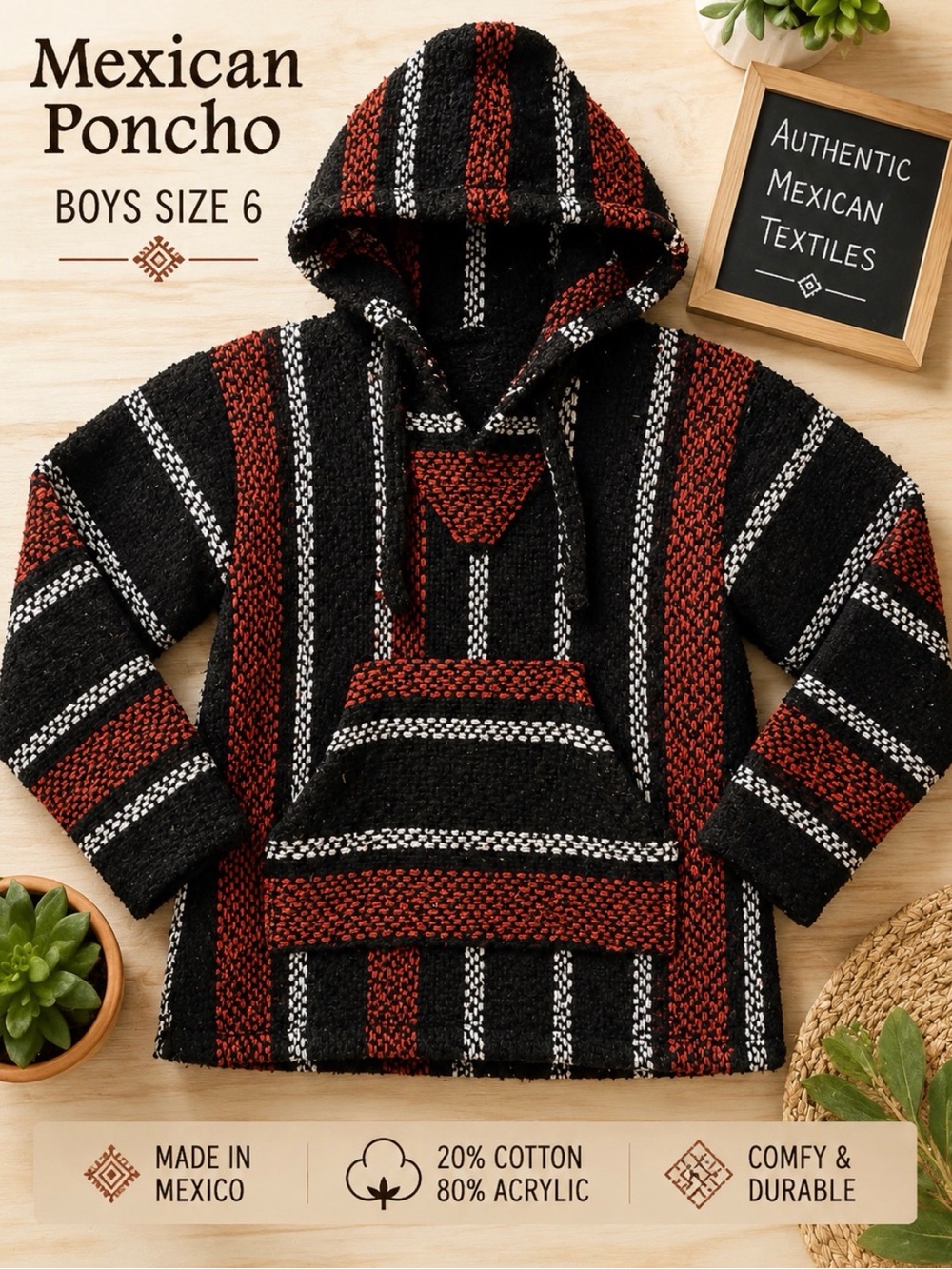 Kids Hoodie never been worn - Black, Red & White Stripes